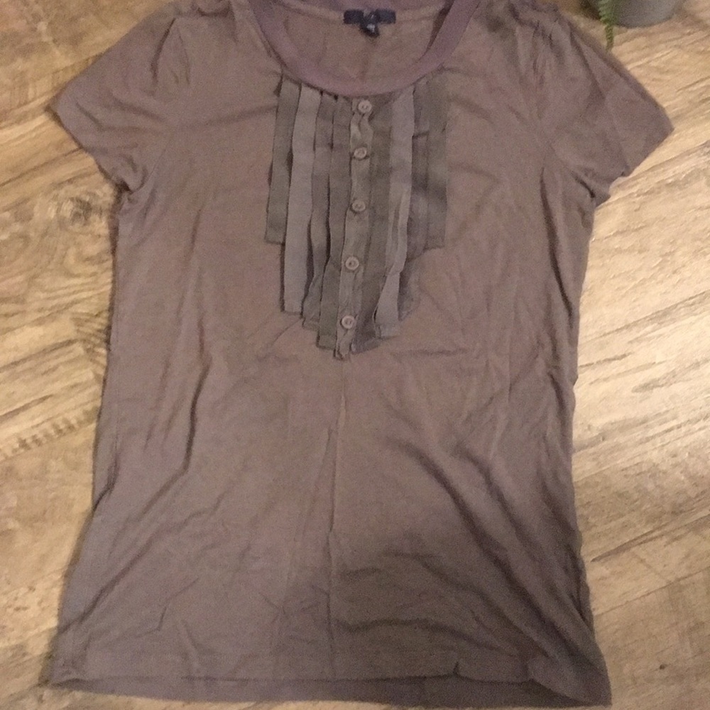 DONATED Adorable Gap Gray Ruffle Button Shirt - Picture 2 of 6